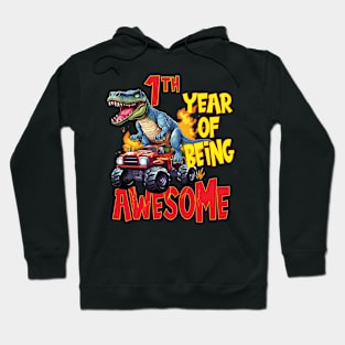 1st Year of Being Awesome 1yr Birthday Truck Dinosaur Boy Girl 1 Years Old Hoodie